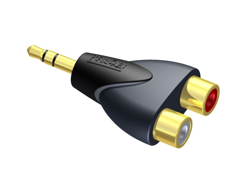 ProCab adaptor mini jack stereo han > 2 x RCA hun L/R