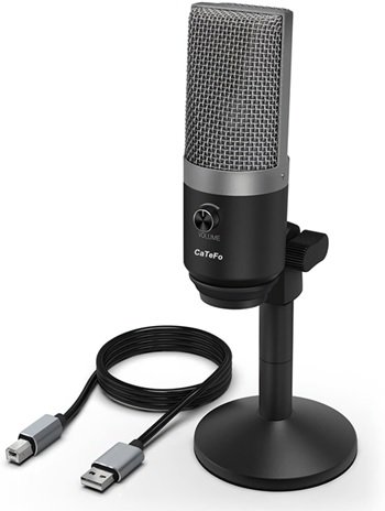 CaTeFo USB podcast mikrofon med bordstativ