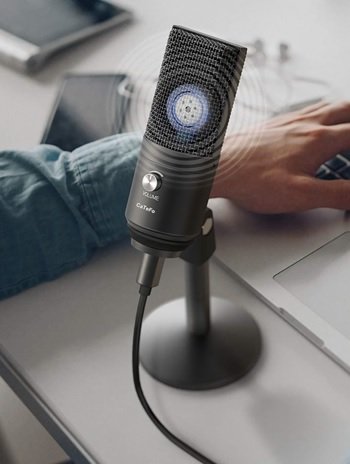 CaTeFo USB podcast mikrofon med bordstativ