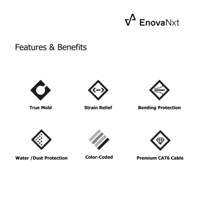 EnovaNxt CAT6A kabel RJ45 til RJ45 - True Mold Technology - flere l�ngder