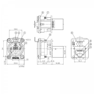Enova RJ45 chassis gennemf�ring CAT5E Blank
