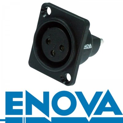 Enova 3 pol hun 3-Pin XLR chassis stik, sort IP67 Outdoor