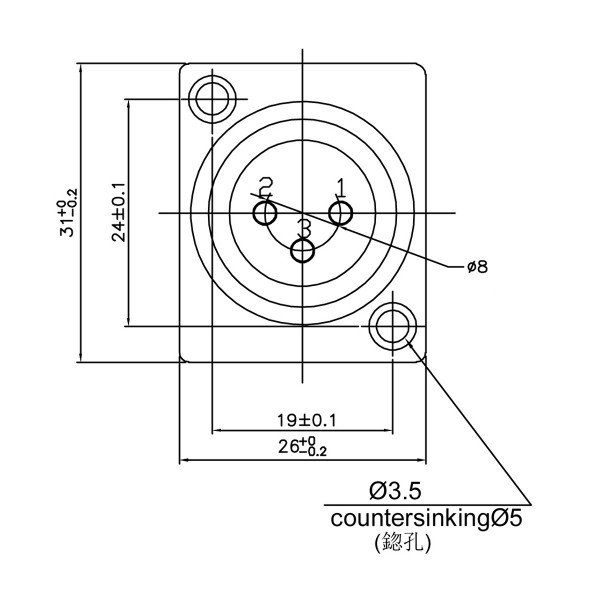 Enova 3 pol hun 3-Pin XLR chassis stik, sort IP67 Outdoor
