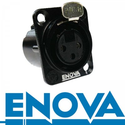 Enova 3 pol hun 3-Pin XLR chassis stik, sort