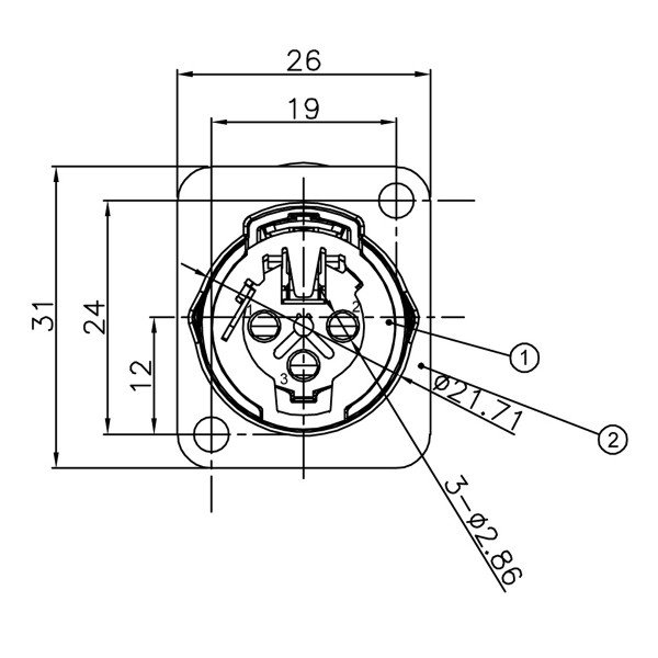 Enova 3 pol hun 3-Pin XLR chassis stik, sort