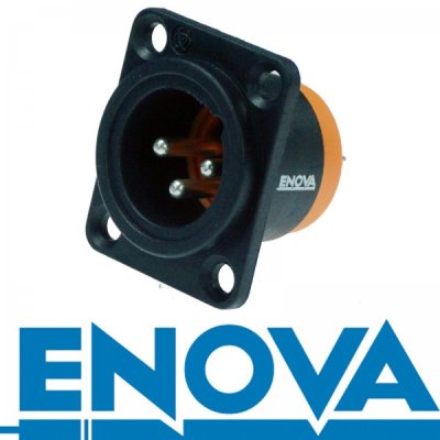 Enova 3 pol han 3-Pin XLR chassis stik, sort IP67 Outdoor