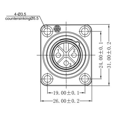 Enova 3 pol han 3-Pin XLR chassis stik, sort IP67 Outdoor