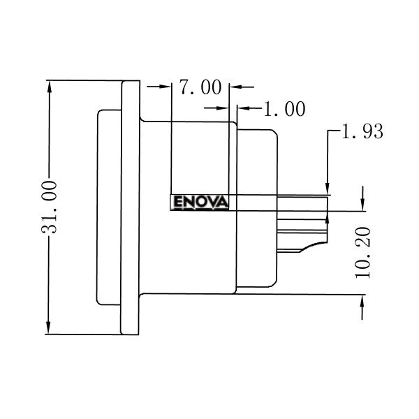 Enova 3 pol han 3-Pin XLR chassis stik, sort IP67 Outdoor