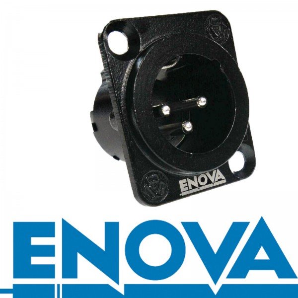 Enova 3 pol han 3-Pin XLR chassis stik, sort
