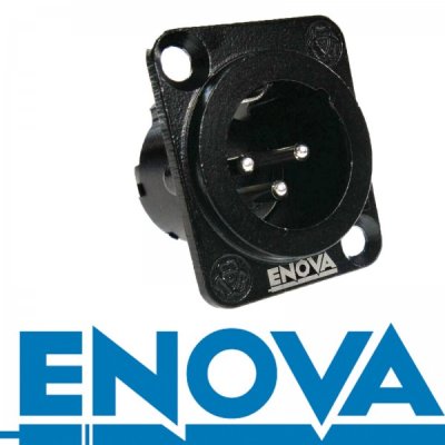 Enova 3 pol han 3-Pin XLR chassis stik, sort