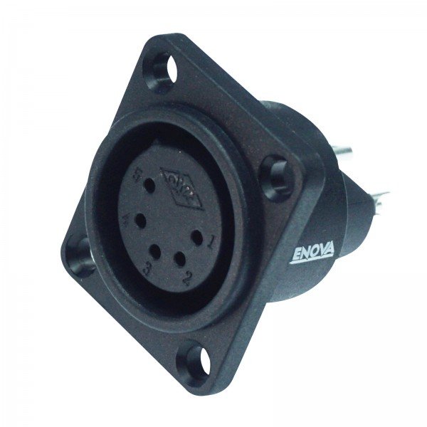 Enova 5-Pin XLR hun chassis stik, sort IP67 Outdoor