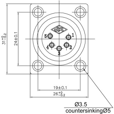 Enova 5-Pin XLR hun chassis stik, sort IP67 Outdoor