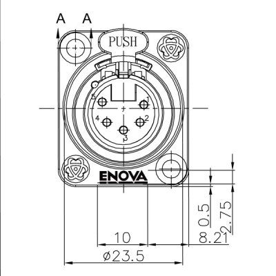 Enova 5-Pin XLR hun chassis stik, sort
