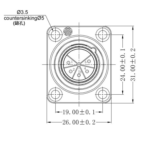 Enova 5-Pin XLR han chassis stik, sort IP67 Outdoor