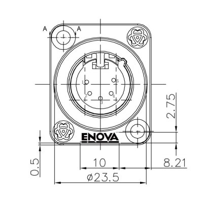 Enova 5-Pin XLR han chassis stik, sort