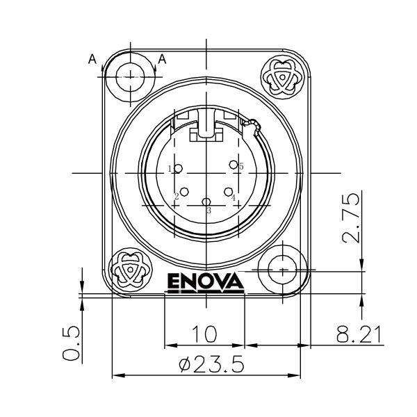 Enova 5-Pin XLR han chassis stik, sort
