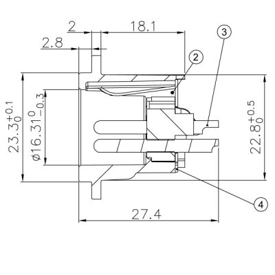 Enova 5-Pin XLR han chassis stik, sort