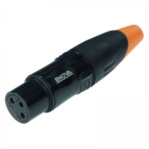 Enova 3-Pin XLR kabel hun stik, Sort IP67 outdoor