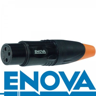 Enova 3-Pin XLR kabel hun stik, Sort IP67 outdoor