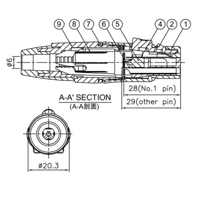 Enova 3-Pin XLR hun kabel stik, sort