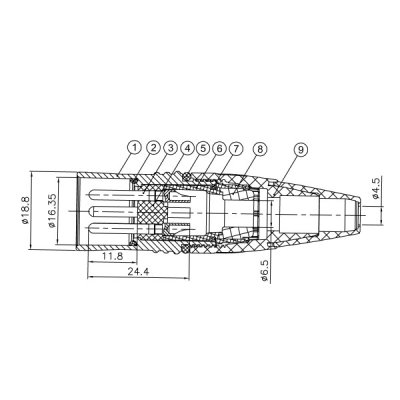 Enova 3-Pin XLR han kabel stik, Sort IP67 Outdoor