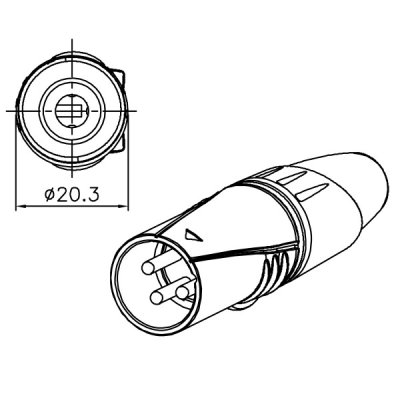 Enova 3-Pin XLR han kabel stik, sort