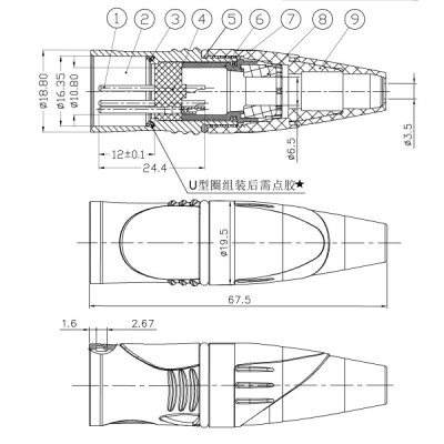 Enova 5 pol han XLR kabel stik, sort IP67 Outdoor