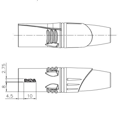 Enova 5 pol han XLR kabel stik, sort