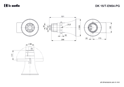 IC Audio Horn h�jttaler DK 15/T EN54 PG