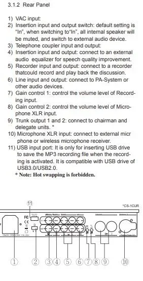 JTS konference control unit op til 50 mikrofoner USB recorder
