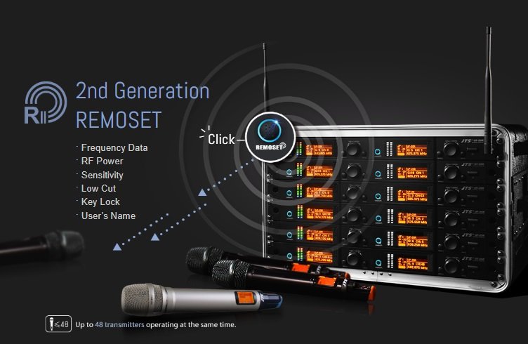 JTS mikrofonst med 2 hndholdte mikrofoner 2 kanaler 75 MHz Wideband