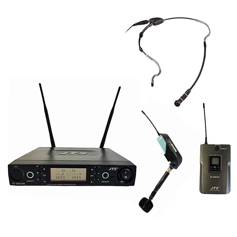 JTS miniature sender Guitar/Wind, headset mikrofon og dobbelt modtager RU80