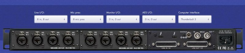 Lynx Aurora(n) 8 TB3 AD-DA Converter 8 mic + 8 line in/out