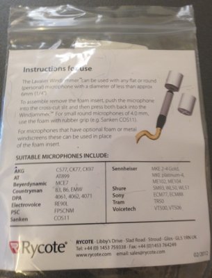 Rycote Vindpels mini til MU53 & MU55 (2 stk)