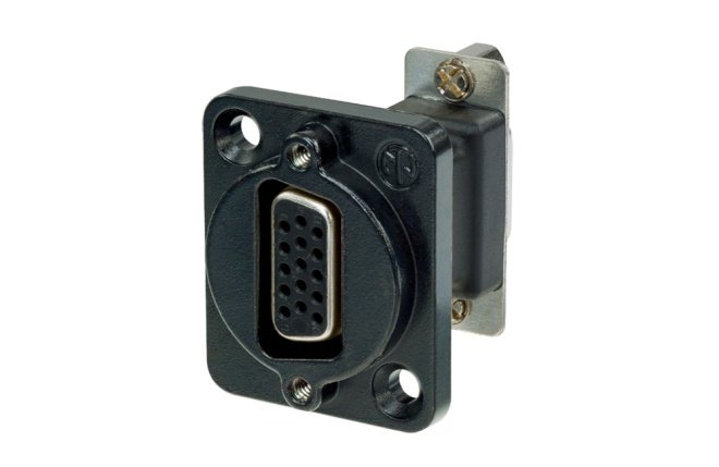 D-Sub-15 Chassis kontakt/genomgende, svart hlje