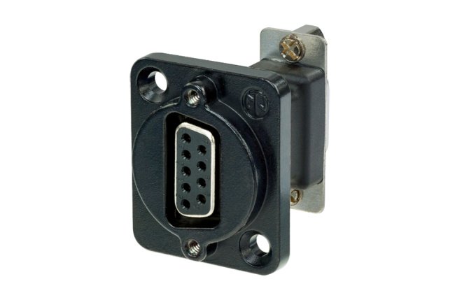 D-Sub-9 Chassis stik/gennemfring, sort hus