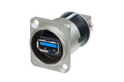 Neutrik USB3 chassisfatning A til B vendbar, blank