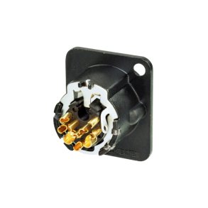 XLR chassis stik han 10-pol, sort hus & guldkontakter