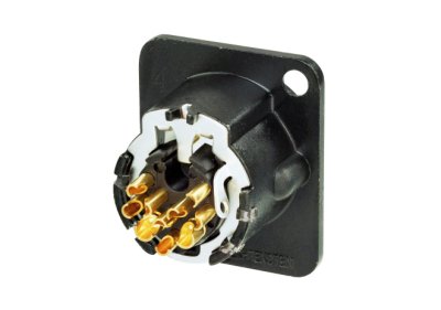 XLR chassis stik han 10-pol, sort hus & guldkontakter