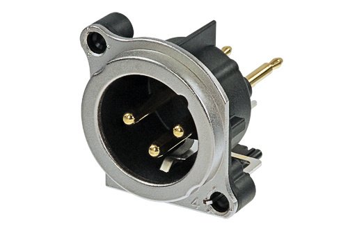 Neutrik XLR chassis han-stik med vertikale lodde ben