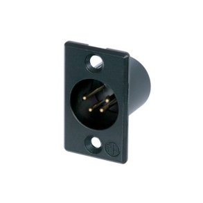 XLR chassis han-stik, sort hus, guldkontakter