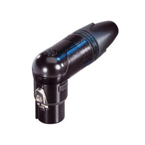 Neutrik XLR kabelfatning, vinkel, sort hus & guldkontakt