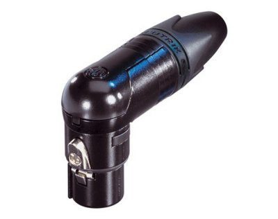 Neutrik XLR kabelfatning, vinkel, sort hus & guldkontakt