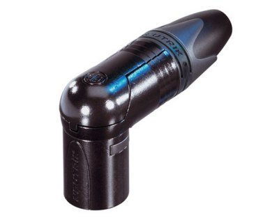 Neutrik XLR han-stik, vinkel, sort hus & guldkontakt