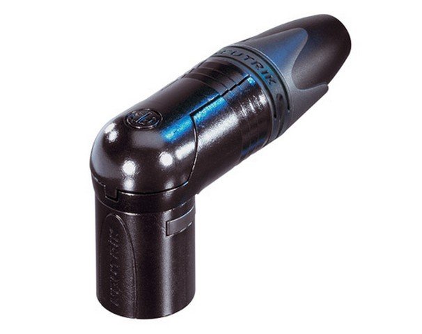 Neutrik XLR han-stik, vinkel, sort hus & guldkontakt