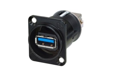 Neutrik USB3 chassisfatning A til B, vendbar, sort