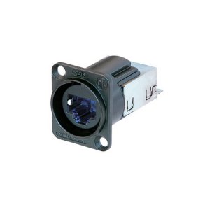 RJ45 CAT6 etherCON hona chassikontakt, svart m/knivkontakt