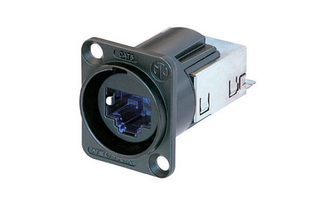 RJ45 CAT6 etherCON hun chassis fatning, sort m/knivkontakt