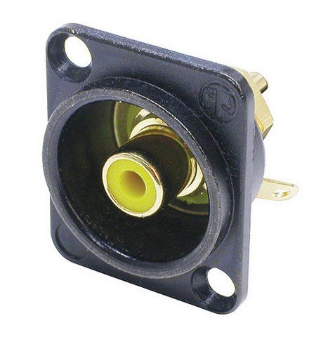 Neutrik RCA Phono svart chassi med gul markering