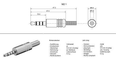 Mini jackstik 4-polet til iOS udstyr